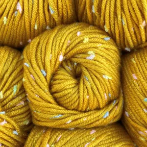 Tweed Twinkles Soft Baby Yarn for Crocheting, 8 Skeins, 696Yds/400G, Free Patterns - Acrylic Baby Blanket Knitting Yarn with Flecks - Size 3 DK Light Worsted Weight - Golden Yellow