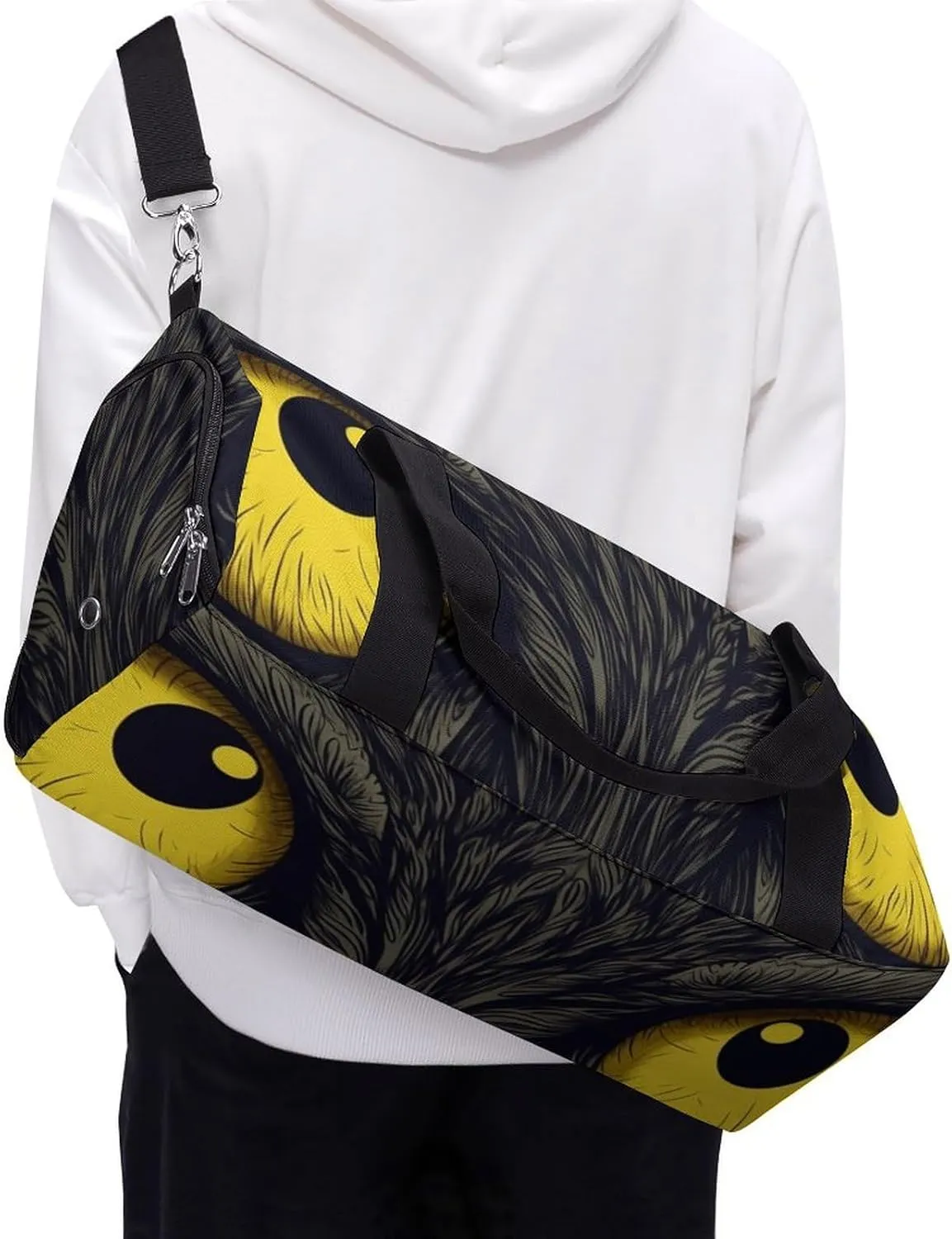 Two Yellow Eyes Sports Gym Bag Carry on Holdalls for Men Small Duffel Bags for Women with Shoe Compartment