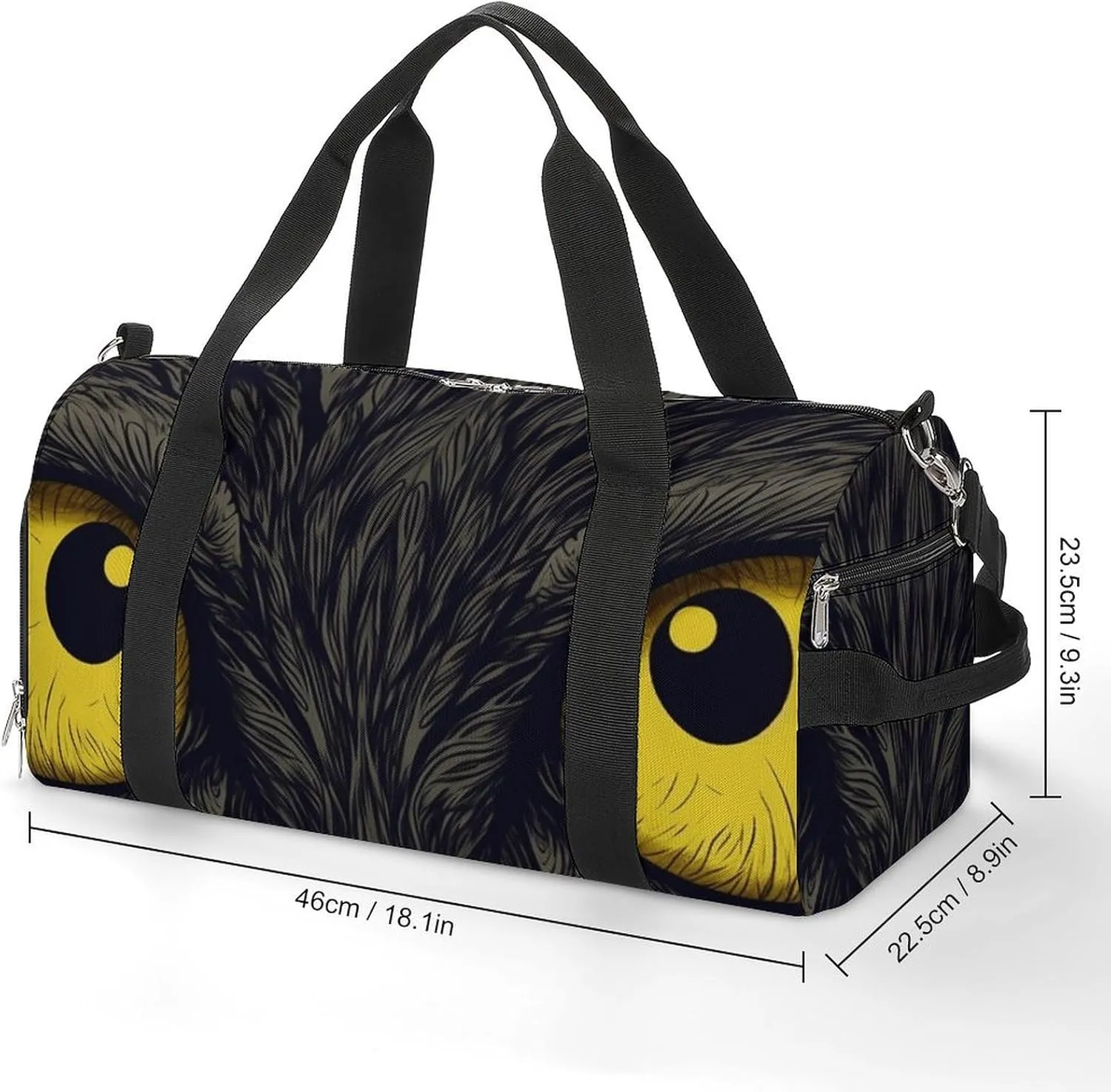 Two Yellow Eyes Sports Gym Bag Carry on Holdalls for Men Small Duffel Bags for Women with Shoe Compartment
