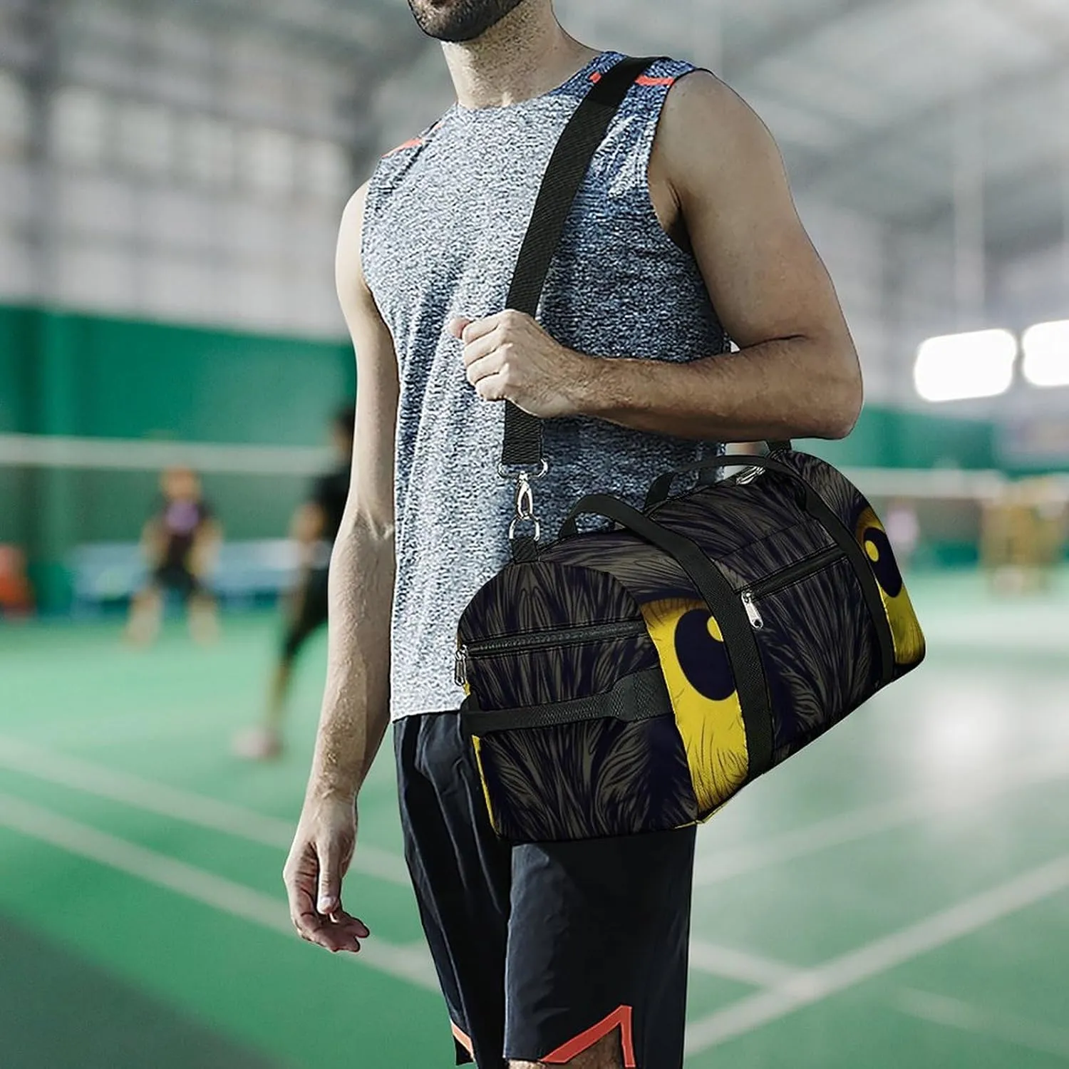 Two Yellow Eyes Sports Gym Bag Carry on Holdalls for Men Small Duffel Bags for Women with Shoe Compartment