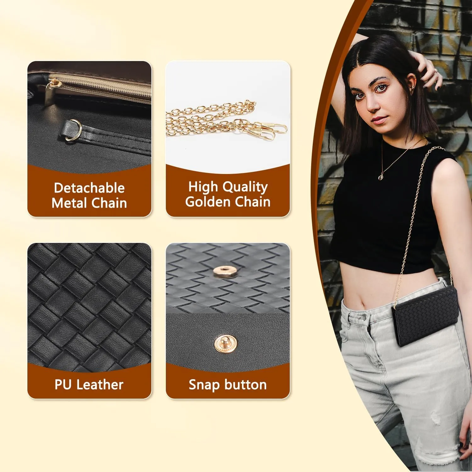 U U Crossbody Bags for Women, Handbags Cell Phone Wallet Small Purse with Credit Card Slots and Removebale Chain