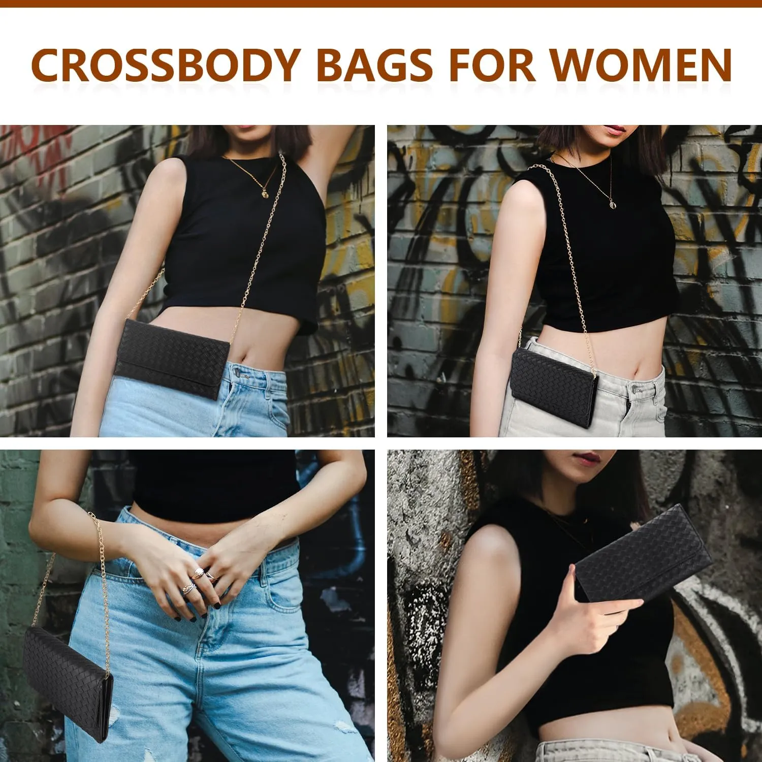 U U Crossbody Bags for Women, Handbags Cell Phone Wallet Small Purse with Credit Card Slots and Removebale Chain