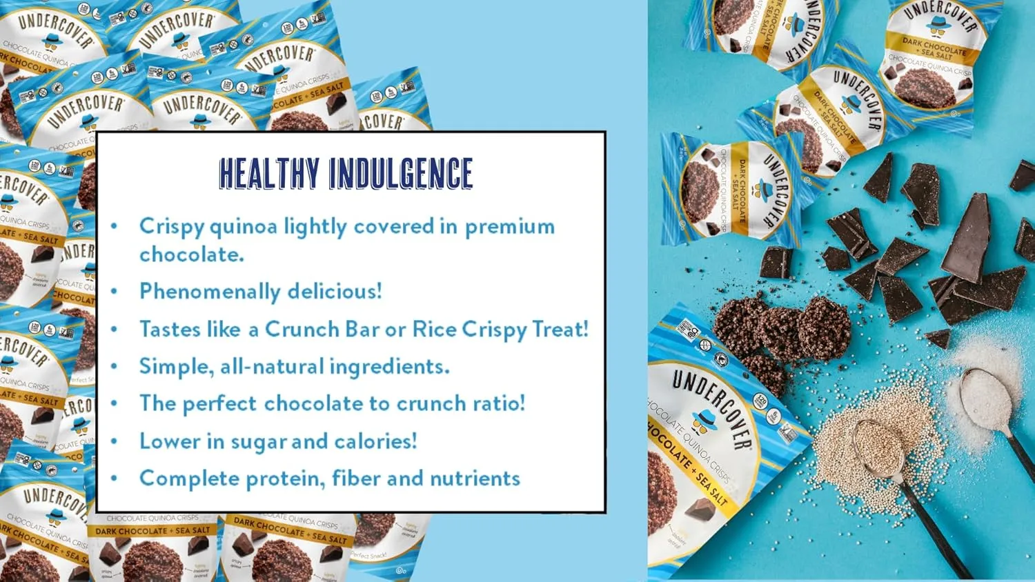 Undercover Chocolate Quinoa Crisps - Milk Chocolate   Peppermint Quinoa Crisps | 8-Pack, 2oz Bags | Gluten Free, Nut-Free, Allergen Friendly, Kosher