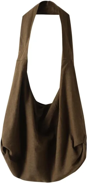 Unisex Sling Crossbody Linen Bags Large Shoulder Shopping Hobo Bag Handbag Top Zip Bags Handmade Messenger Bag Wallet