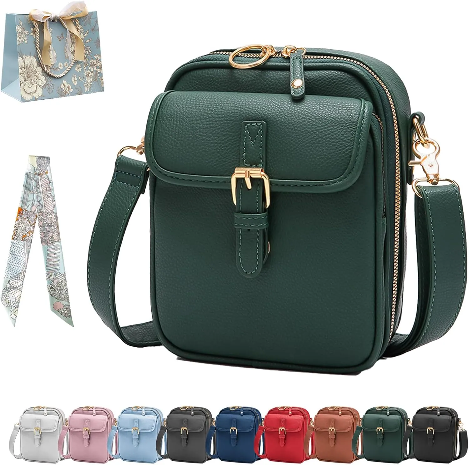 Urvashi Crossbody Leather Bag, Anti Theft Shoulder Bags Built In Wallet, Large Capacity with 10 Card Slots