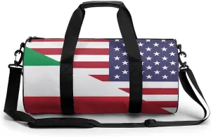 US Italy Flag Novelty Large Duffel Bag Lightweight Gym Bag Travel Tote Bags