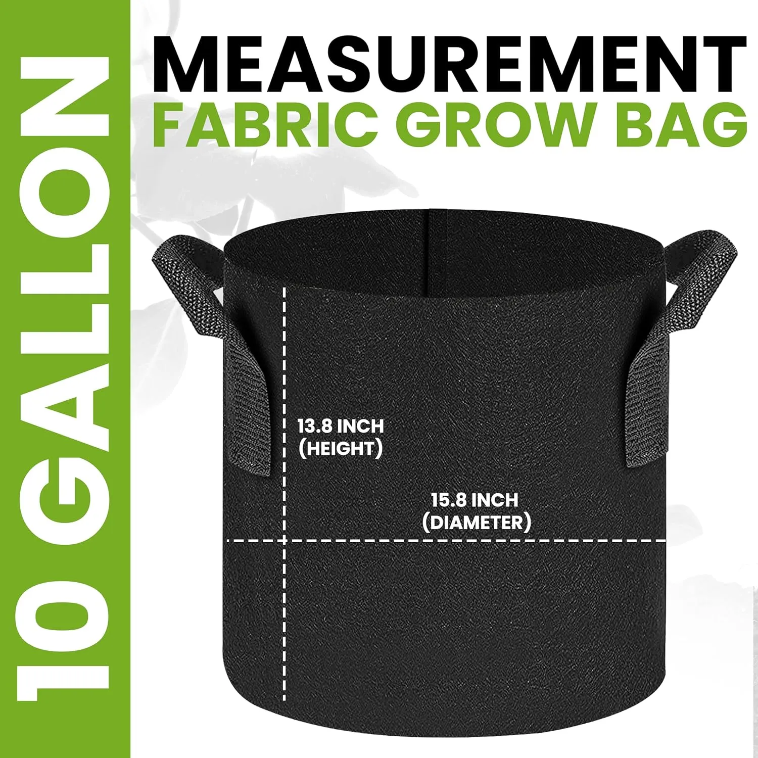Utopia Home 10-Pack 10 Gallon Fabric Grow Bags, Heavy Duty Thickened Fabric Planters Pots, Aeration Fabric Pots with Handles, Nonwoven Fabric Bags Suitable for Vegetables Flowers Mushroom (Black)