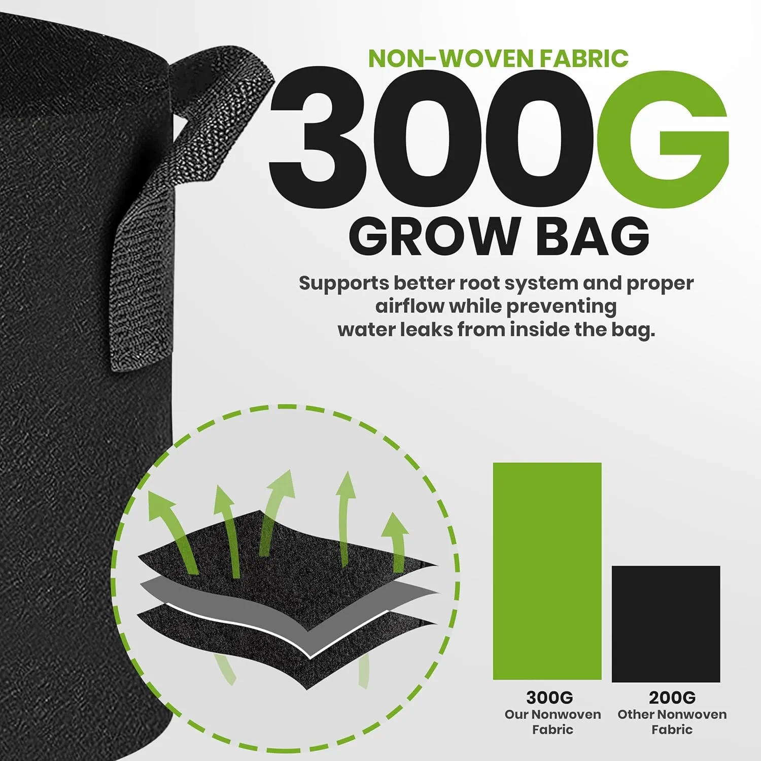 Utopia Home 10-Pack 10 Gallon Fabric Grow Bags, Heavy Duty Thickened Fabric Planters Pots, Aeration Fabric Pots with Handles, Nonwoven Fabric Bags Suitable for Vegetables Flowers Mushroom (Black)