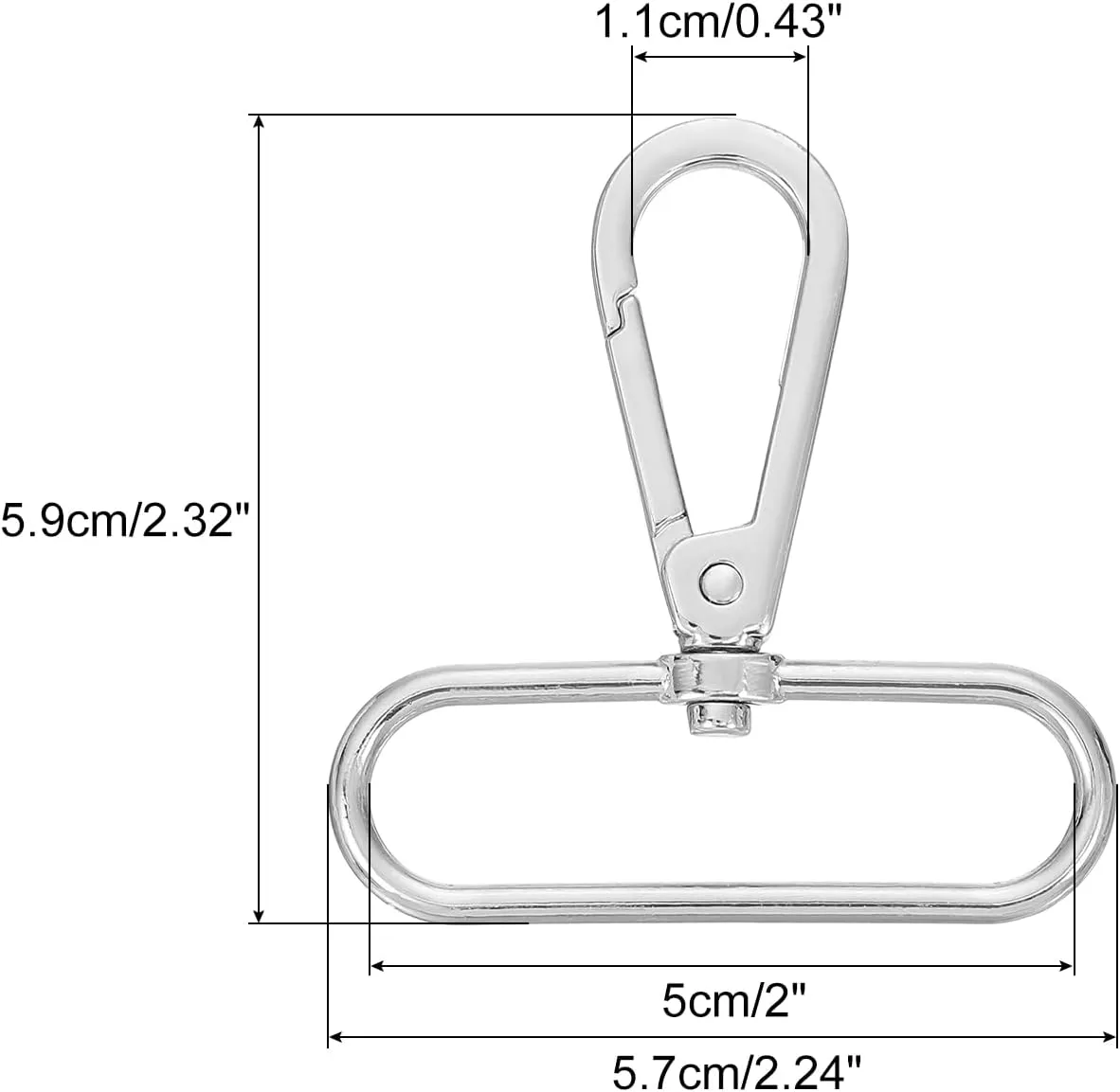 uxcell 12 Pcs Swivel Clasp Hooks, 2 Inch D Ring Swivel Purse Clips for Handbags, Purse Strap Hardware for Bag Making, Push Gate Lobster Clasp, Silver