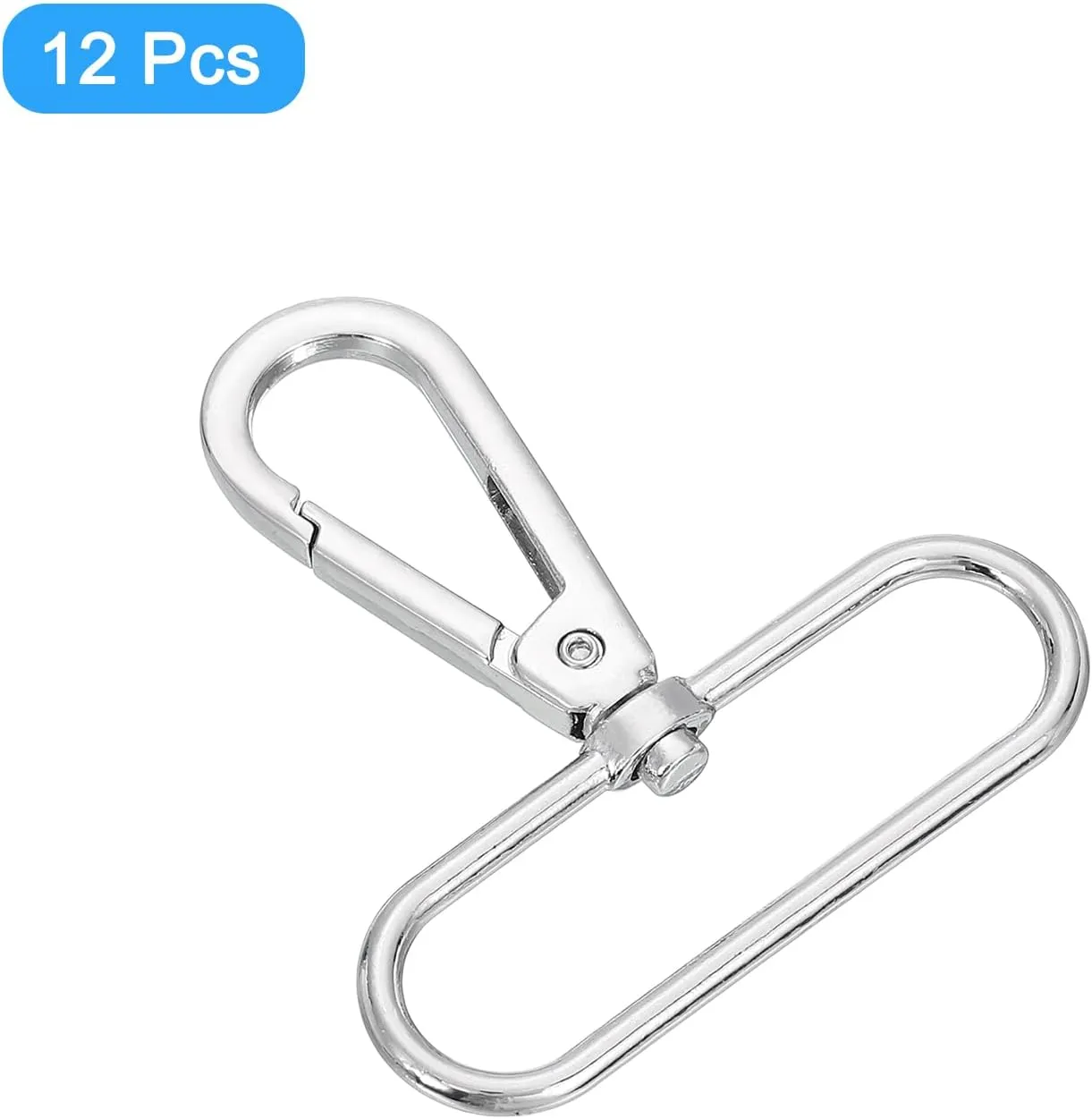 uxcell 12 Pcs Swivel Clasp Hooks, 2 Inch D Ring Swivel Purse Clips for Handbags, Purse Strap Hardware for Bag Making, Push Gate Lobster Clasp, Silver