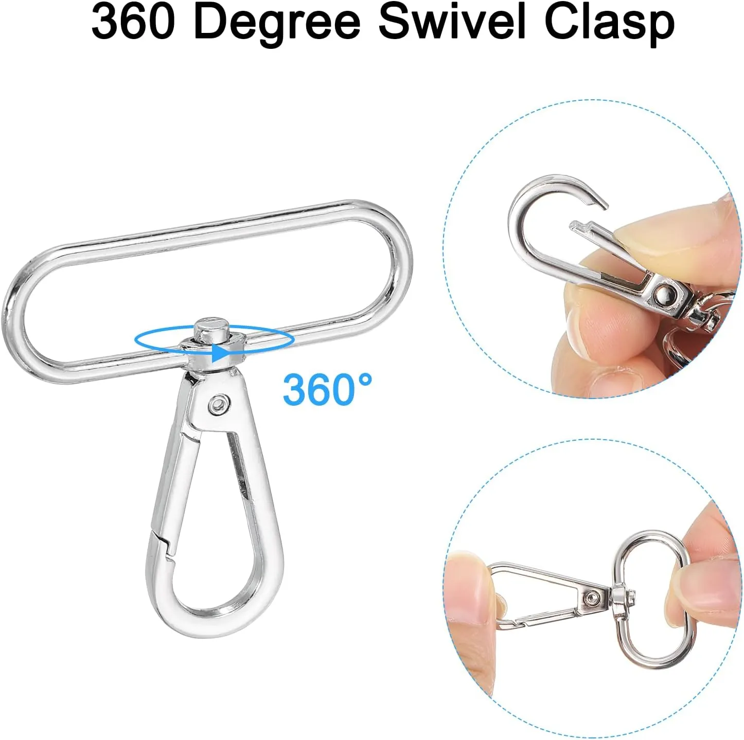 uxcell 12 Pcs Swivel Clasp Hooks, 2 Inch D Ring Swivel Purse Clips for Handbags, Purse Strap Hardware for Bag Making, Push Gate Lobster Clasp, Silver