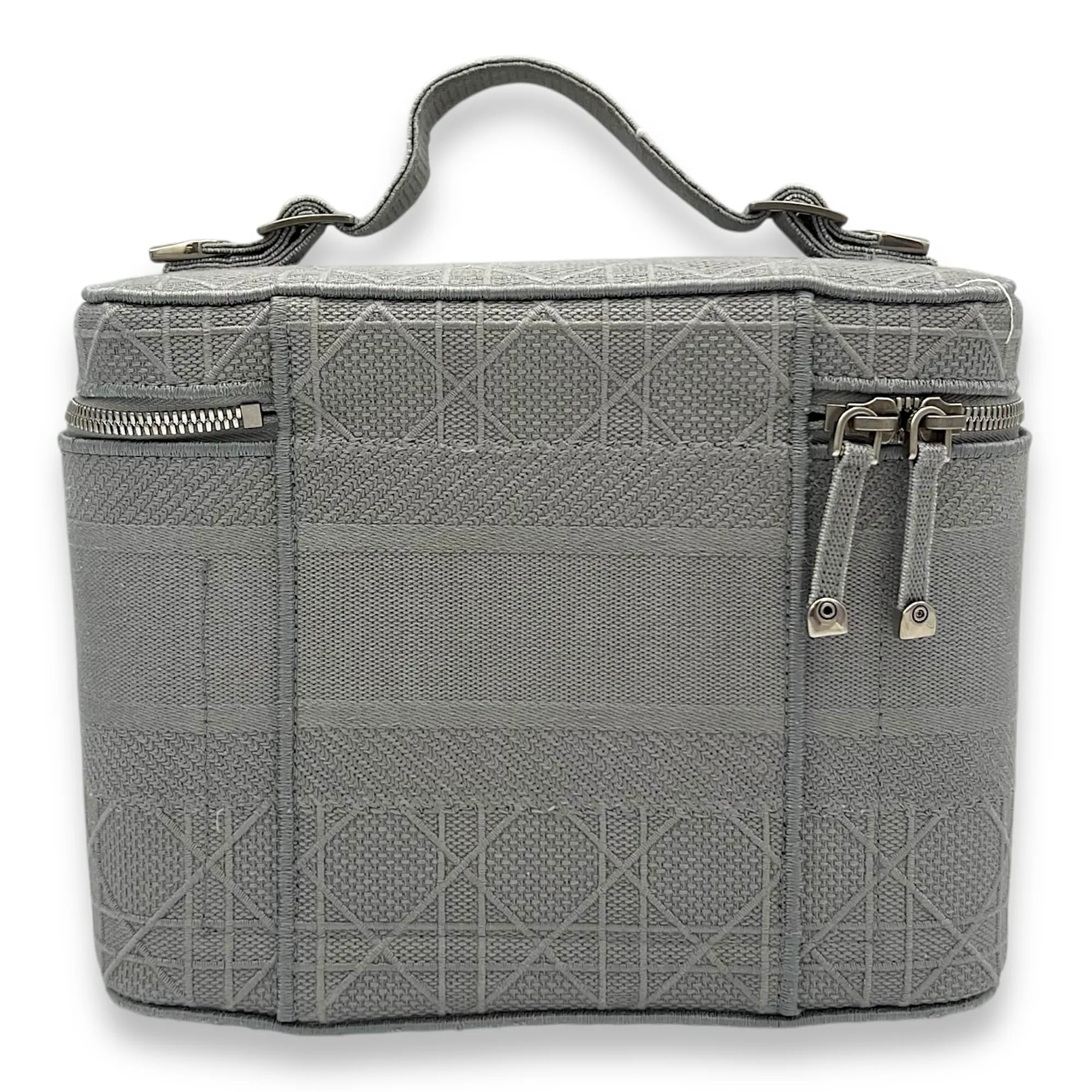 Vanity Top Handle Bag Grey in Jacquard, Silver hardware