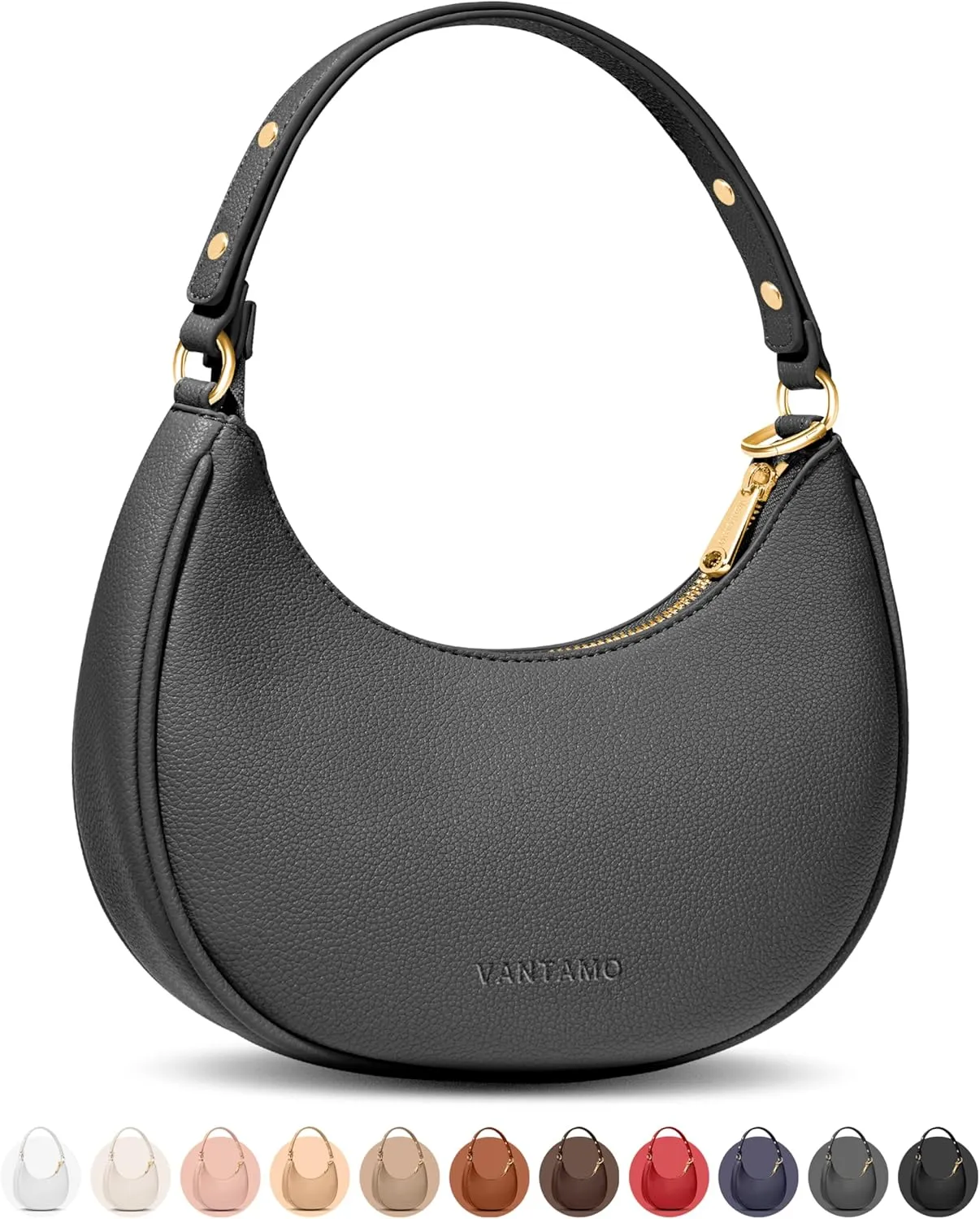 Vantamo Crescent Bags For Women with RFID Protection, Half Moon Clutch Purses for Women with Anti-Theft Clip for Extra Safety