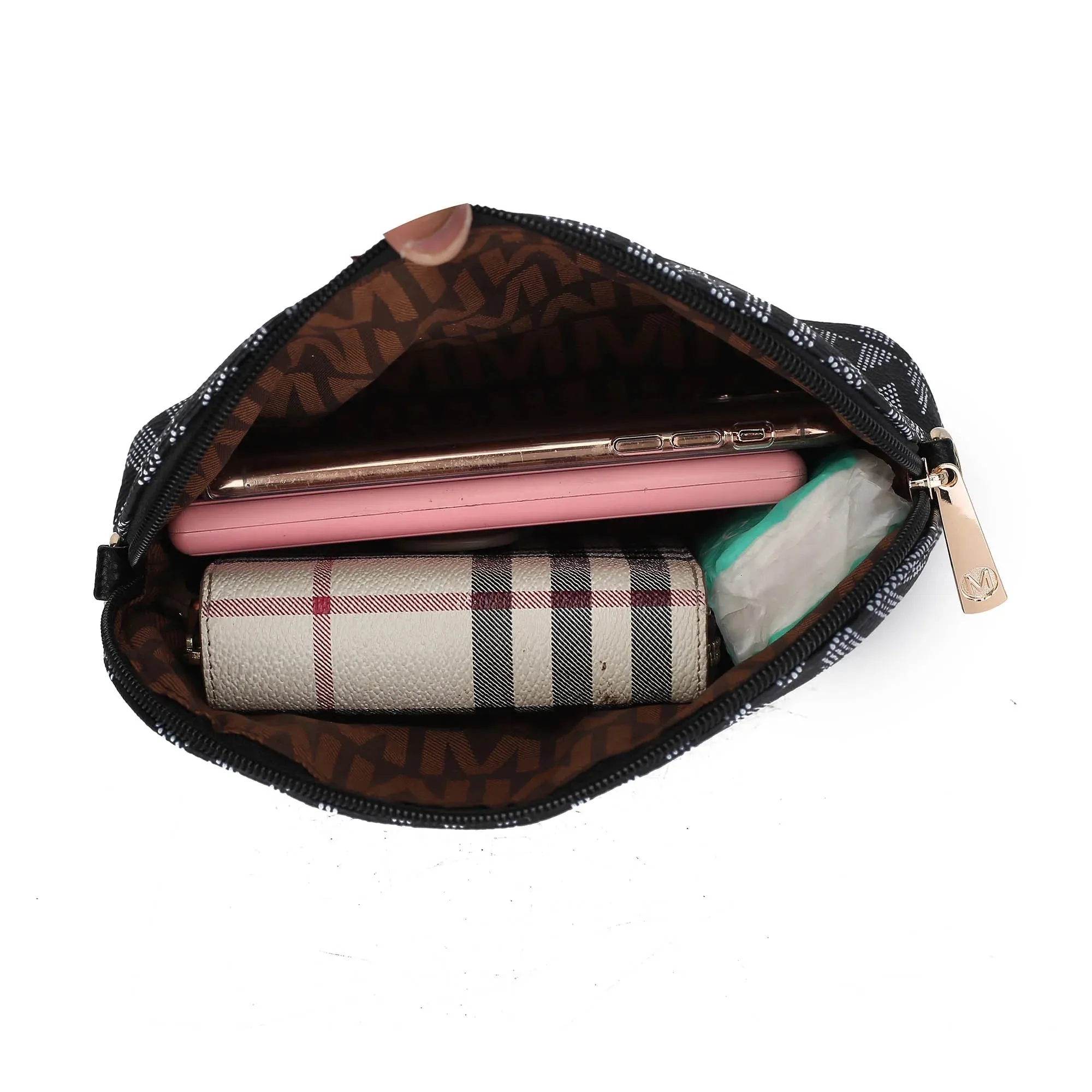 Vegan Leather Women'S Tote Bag, Small Tote Handbag, Pouch Purse & Wristlet Wallet Bag 4 Pcs Set by Mia K - White