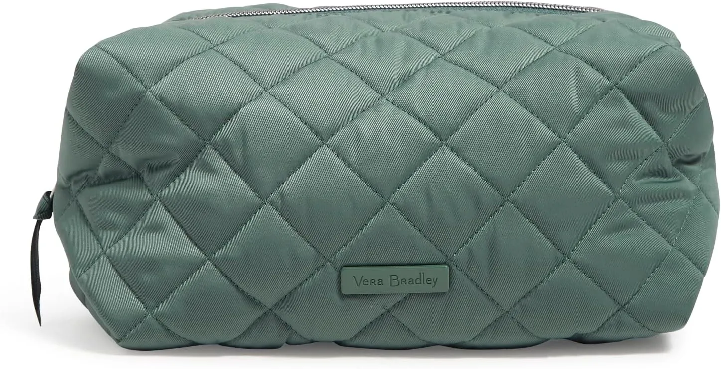 Vera Bradley Women's Performance Twill Large Cosmetic Makeup Organizer Bag, Olive Leaf, One Size