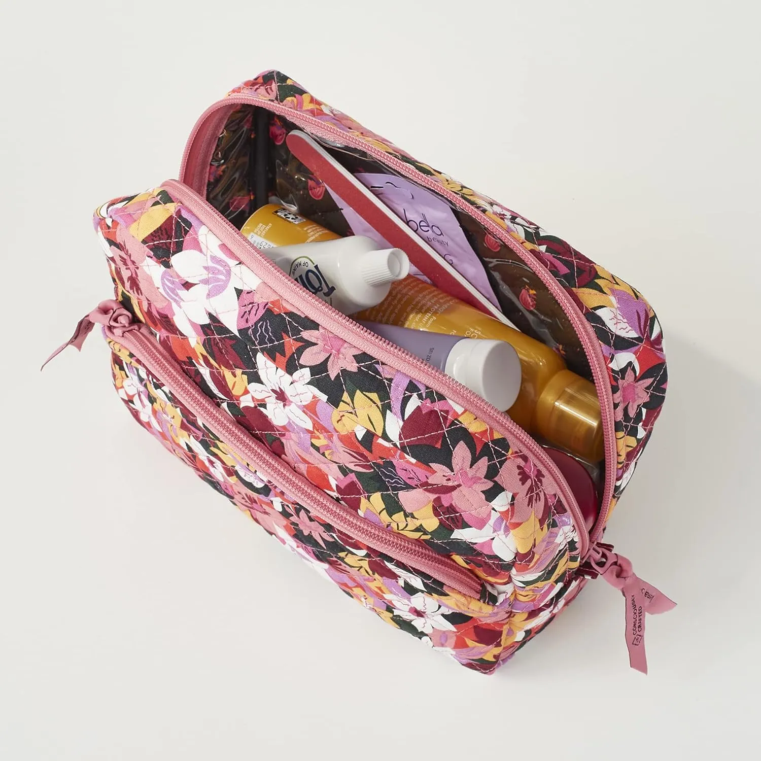 Vera Bradley Women's Performance Twill Large Cosmetic Makeup Organizer Bag, Olive Leaf, One Size
