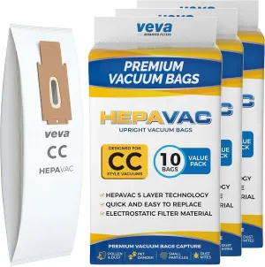 VEVA 30 Pack Premium HEPA Vacuum Bags Odor Fighting Style CC Cloth Bag Work with Oreck Type CC Hypo-Allergenic Model XL5, XL7, XL21, 2000, 3000, 4000, 7000, 8000, 9000