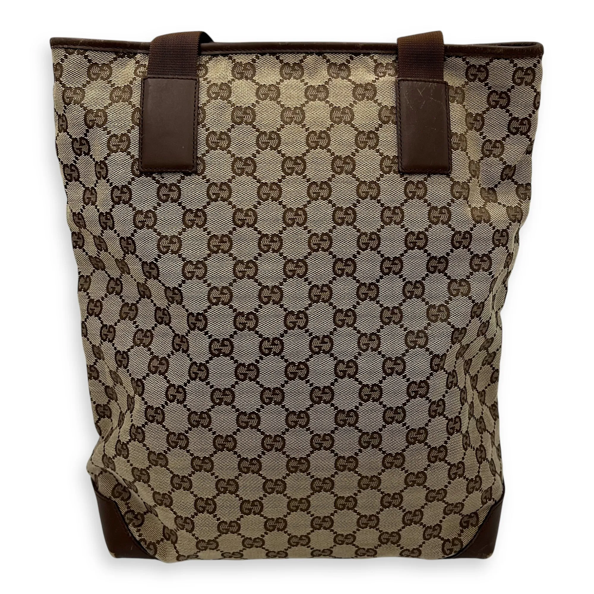 Vintage Tote Bag Brown in Coated Canvas, Silver hardware