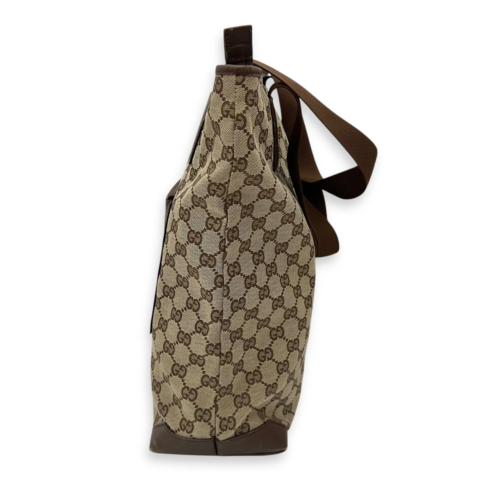 Vintage Tote Bag Brown in Coated Canvas, Silver hardware