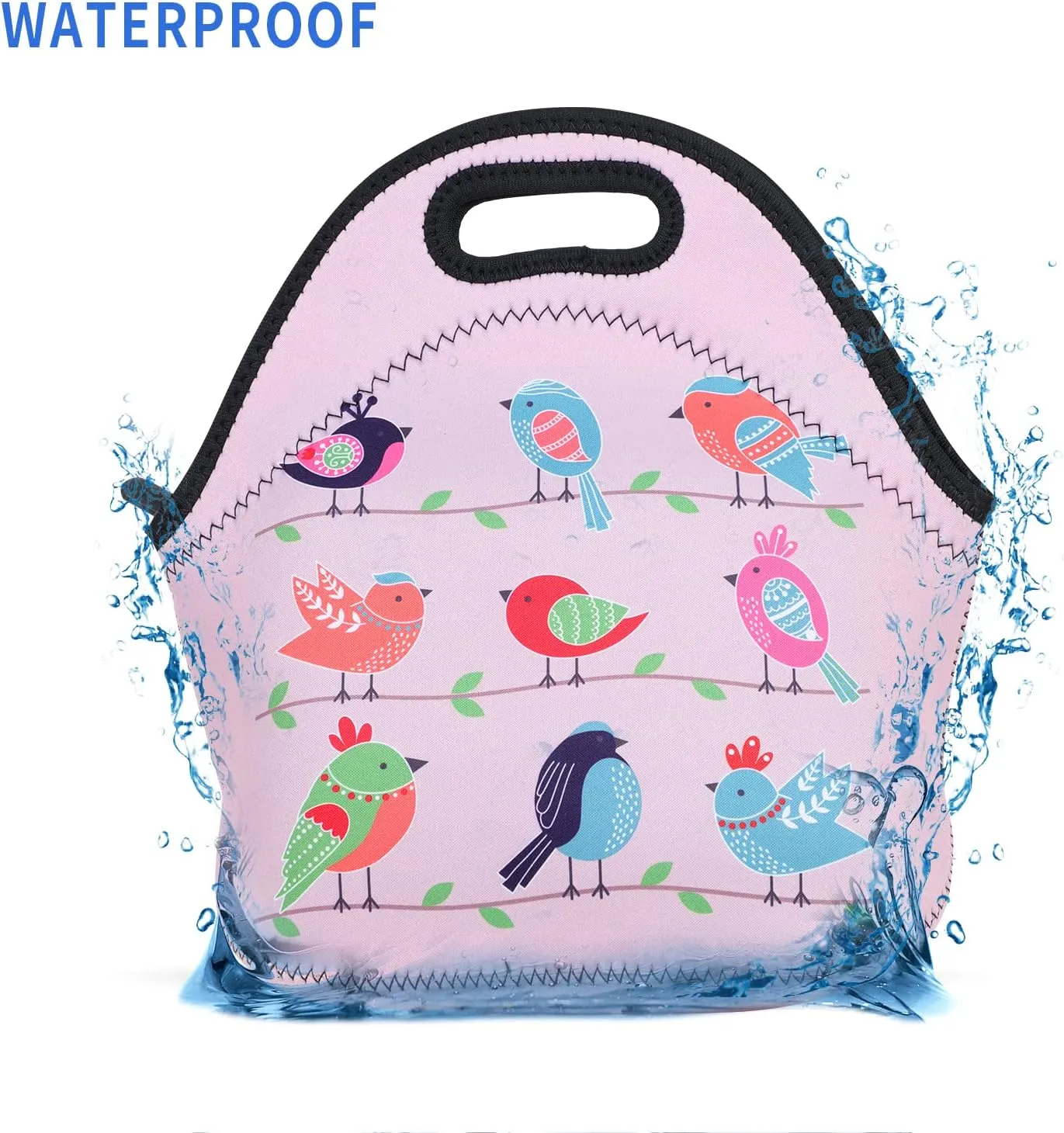 Violet Mist Neoprene Lunch Bag Insulated Waterproof Lunch Bag Tote Reusable Lunch Box Containers Organizer Food Carrying Lunch Handbag for Women Men Adults Work Thanksgiving Christmas Gifts