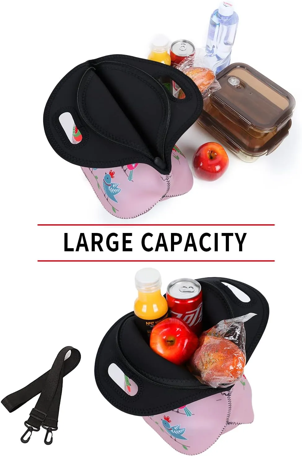 Violet Mist Neoprene Lunch Bag Insulated Waterproof Lunch Bag Tote Reusable Lunch Box Containers Organizer Food Carrying Lunch Handbag for Women Men Adults Work Thanksgiving Christmas Gifts