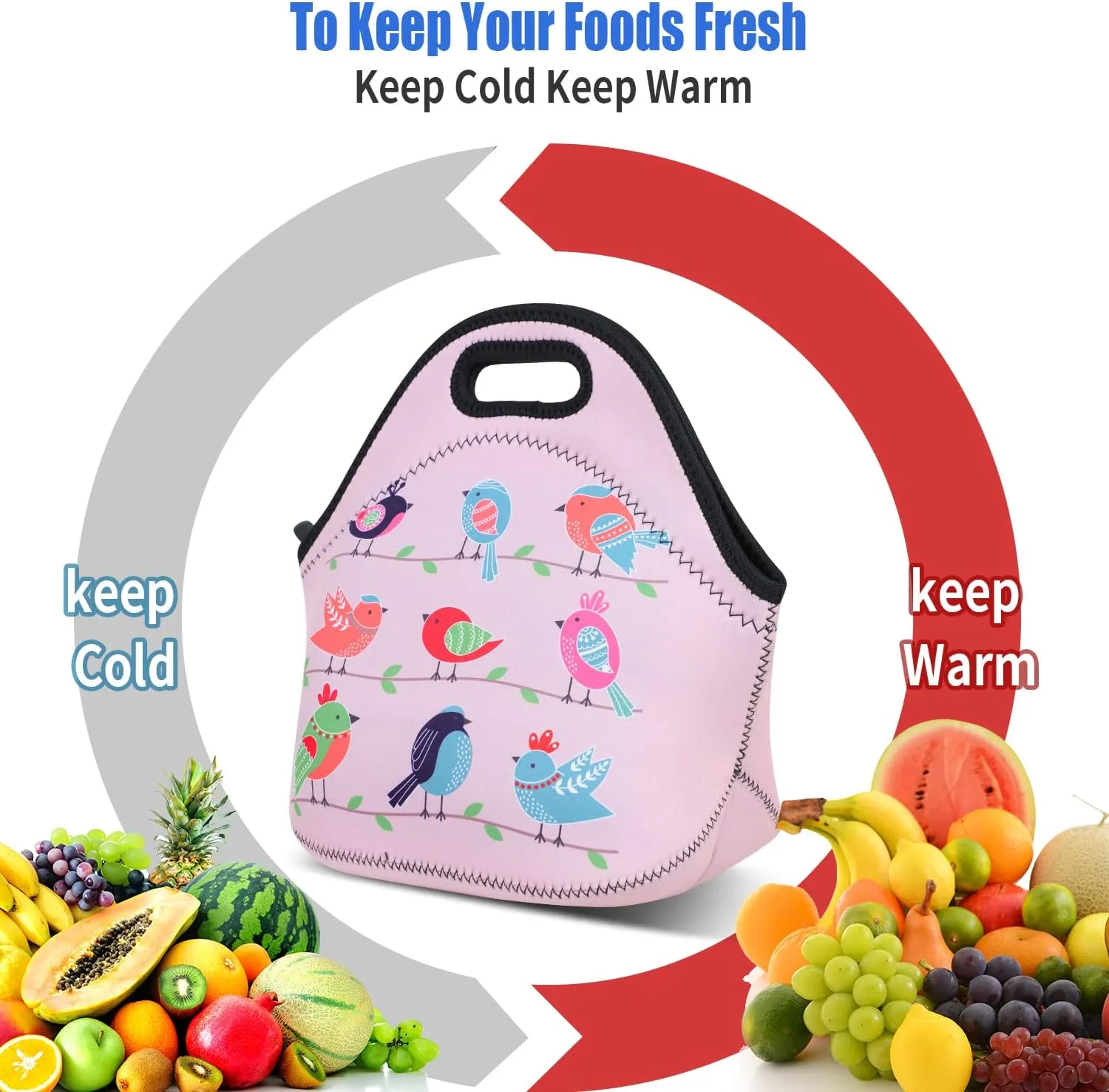 Violet Mist Neoprene Lunch Bag Insulated Waterproof Lunch Bag Tote Reusable Lunch Box Containers Organizer Food Carrying Lunch Handbag for Women Men Adults Work Thanksgiving Christmas Gifts