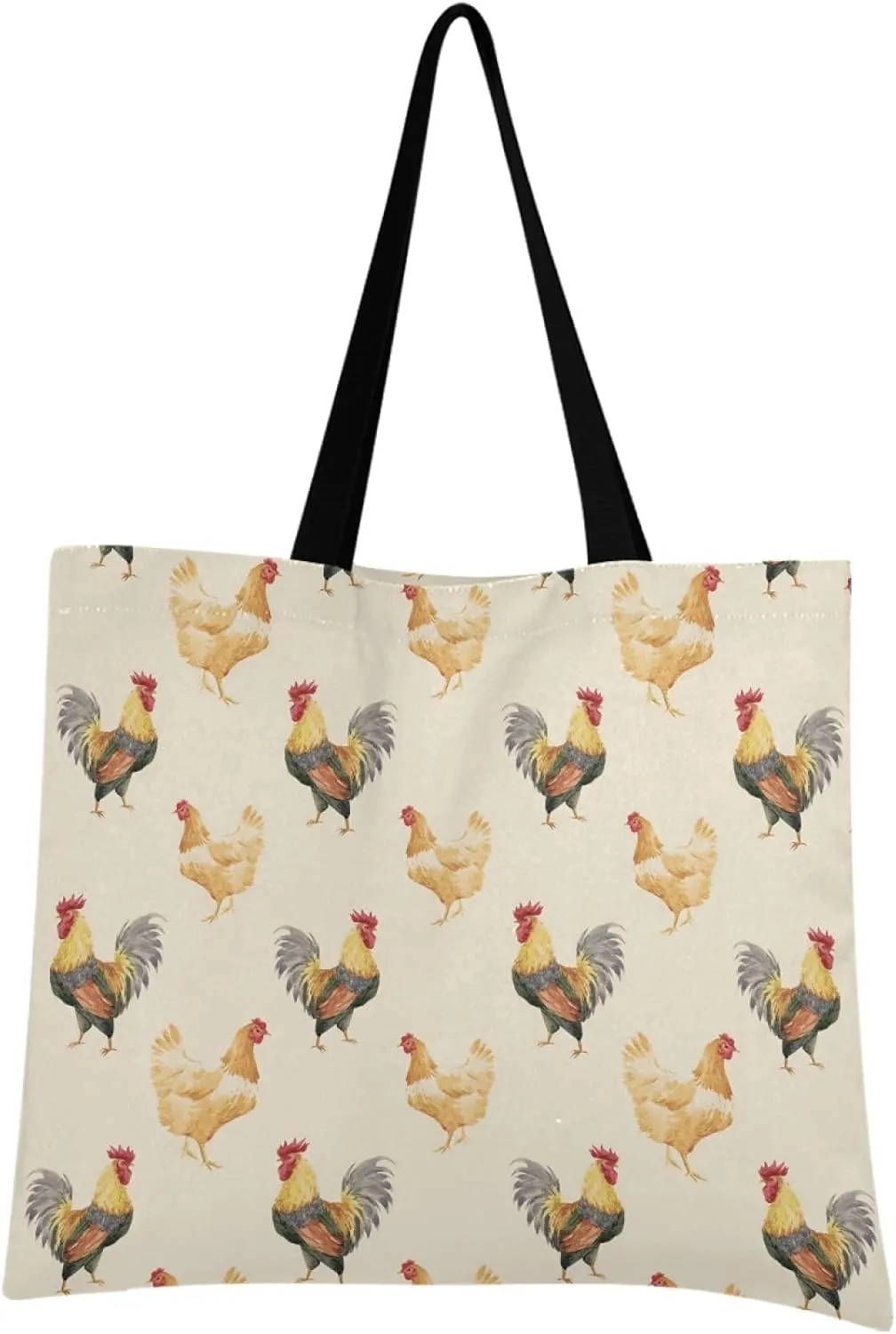 visesunny Women Extra Large Tote Bag Rooster Chick Animal Shoulder Bags Ladies Beach Travel Reusable Grocery Shopping Portable Storage Handbag