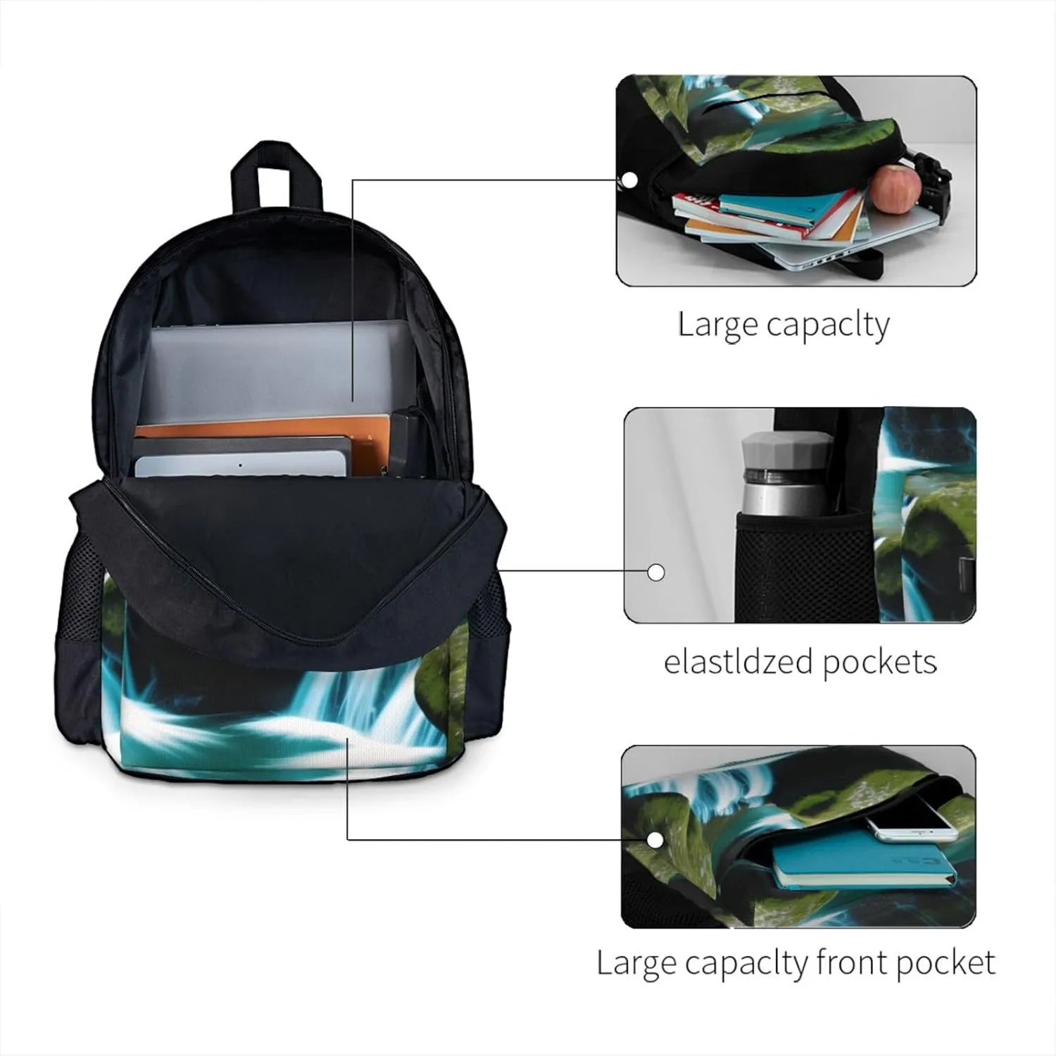 Waterfall And Mountain Backpack Printing Lightweight Casual Backpack Shoulder Bags Large Capacity Laptop Backpack