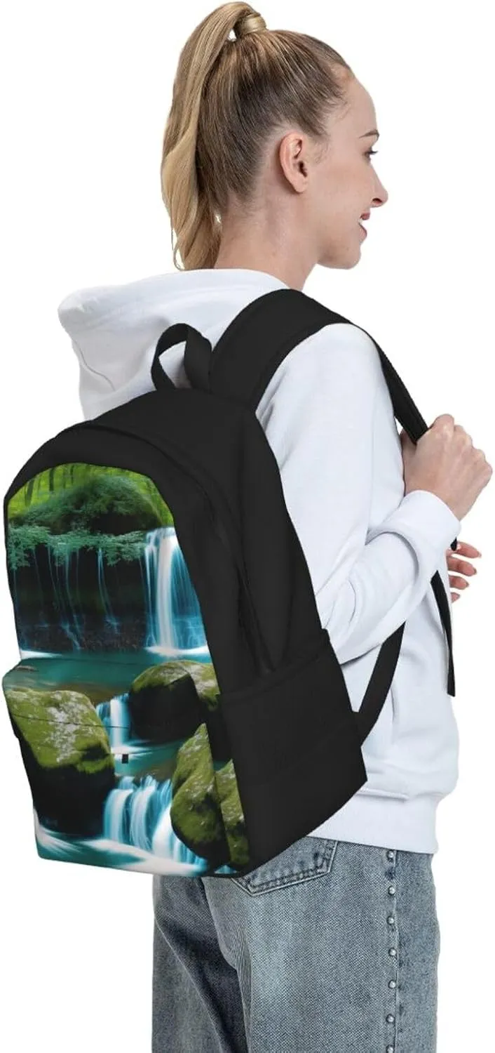 Waterfall And Mountain Backpack Printing Lightweight Casual Backpack Shoulder Bags Large Capacity Laptop Backpack