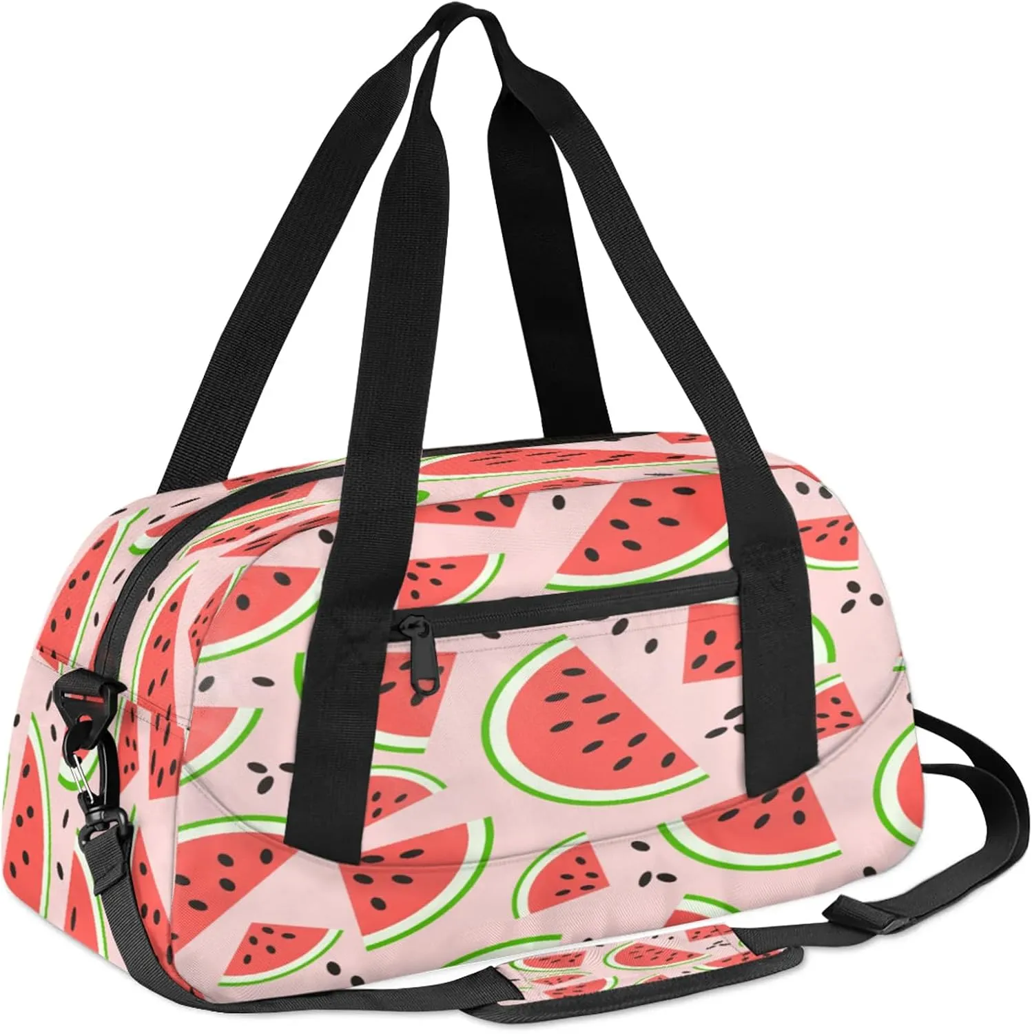 Watermelon Pattern Kids Duffel Bag Lightweight Waterproof Sports Gym Bag with Front Zipper Pocket Foldable Weekender Overnight Bag for School Practice Gymnastic Ballet
