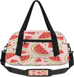 Watermelon Pattern Kids Duffel Bag Lightweight Waterproof Sports Gym Bag with Front Zipper Pocket Foldable Weekender Overnight Bag for School Practice Gymnastic Ballet