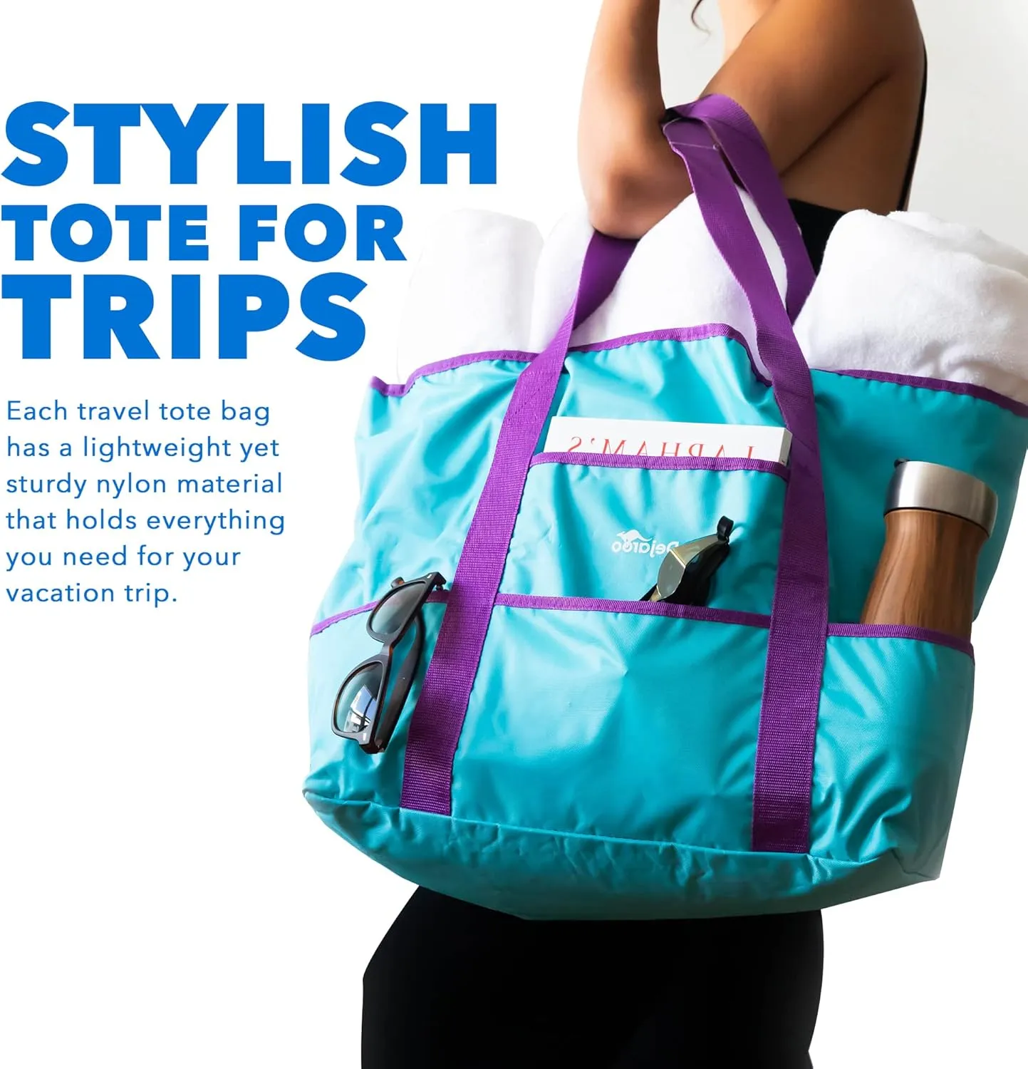 Waterproof Beach Bag - Weekend Overnight Tote - Large and Lightweight