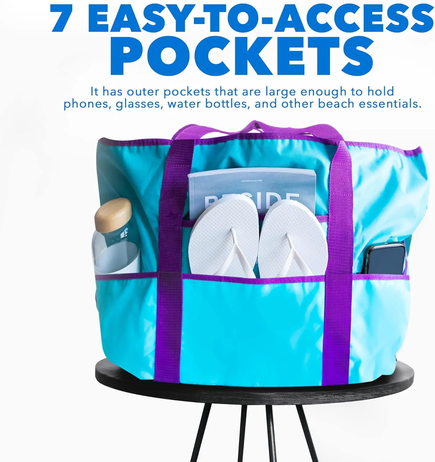 Waterproof Beach Bag - Weekend Overnight Tote - Large and Lightweight