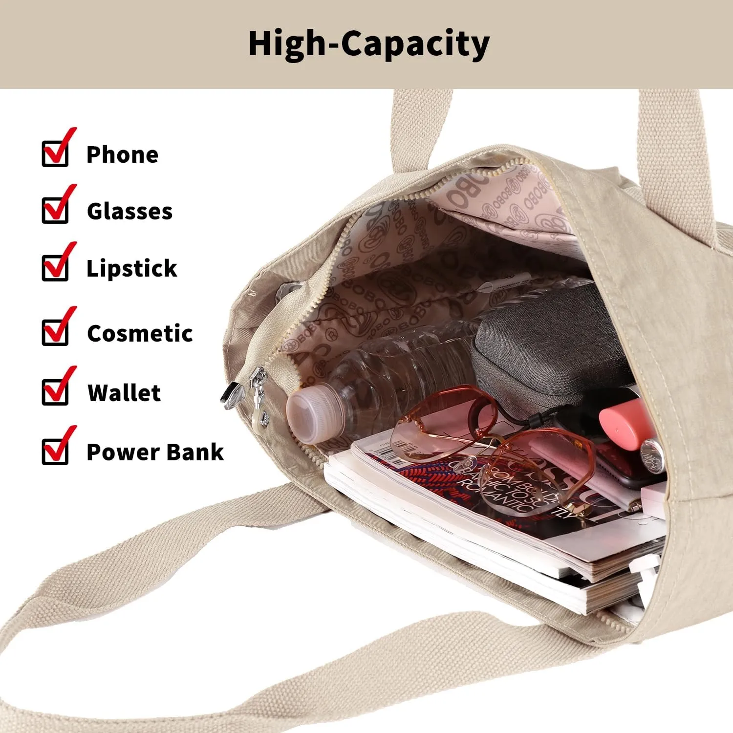 Waterproof Tote Bag for Women Work Travel Shoulder Purse with Zipper Lightweight 15.6 Inch Computer Briefcase Bag