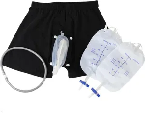 Wearable Urine Bag Male Urinal Bag Incontinence Pants for Men, Reusable Portable Male Collection Bags Urinal System with Collection Bag Portable Leak Proof Leg Pee for Elder (M)