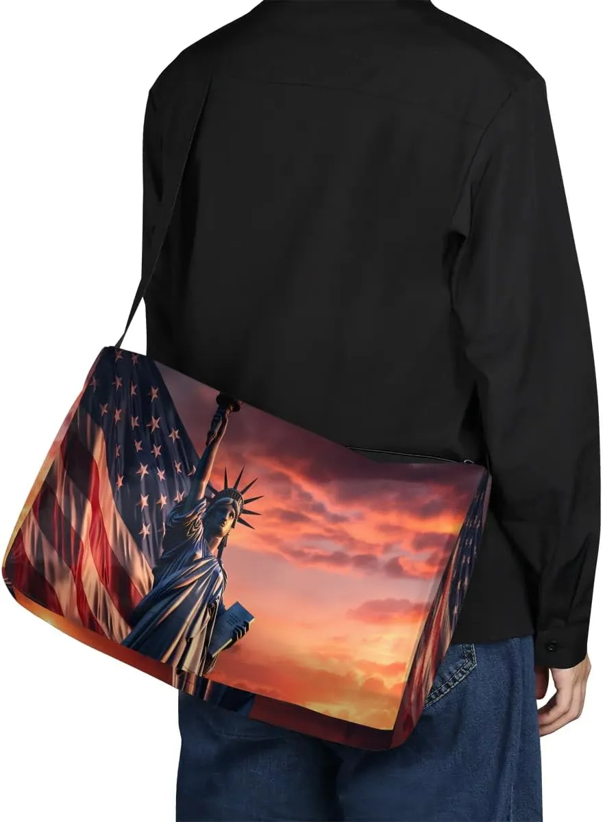 Weekend Bag America Statue of Liberty Pattern Lightweight Carry On Duffel Bag Waterproof Gym Bag Pu Leather Duffle Bag for Workout Travel Sport