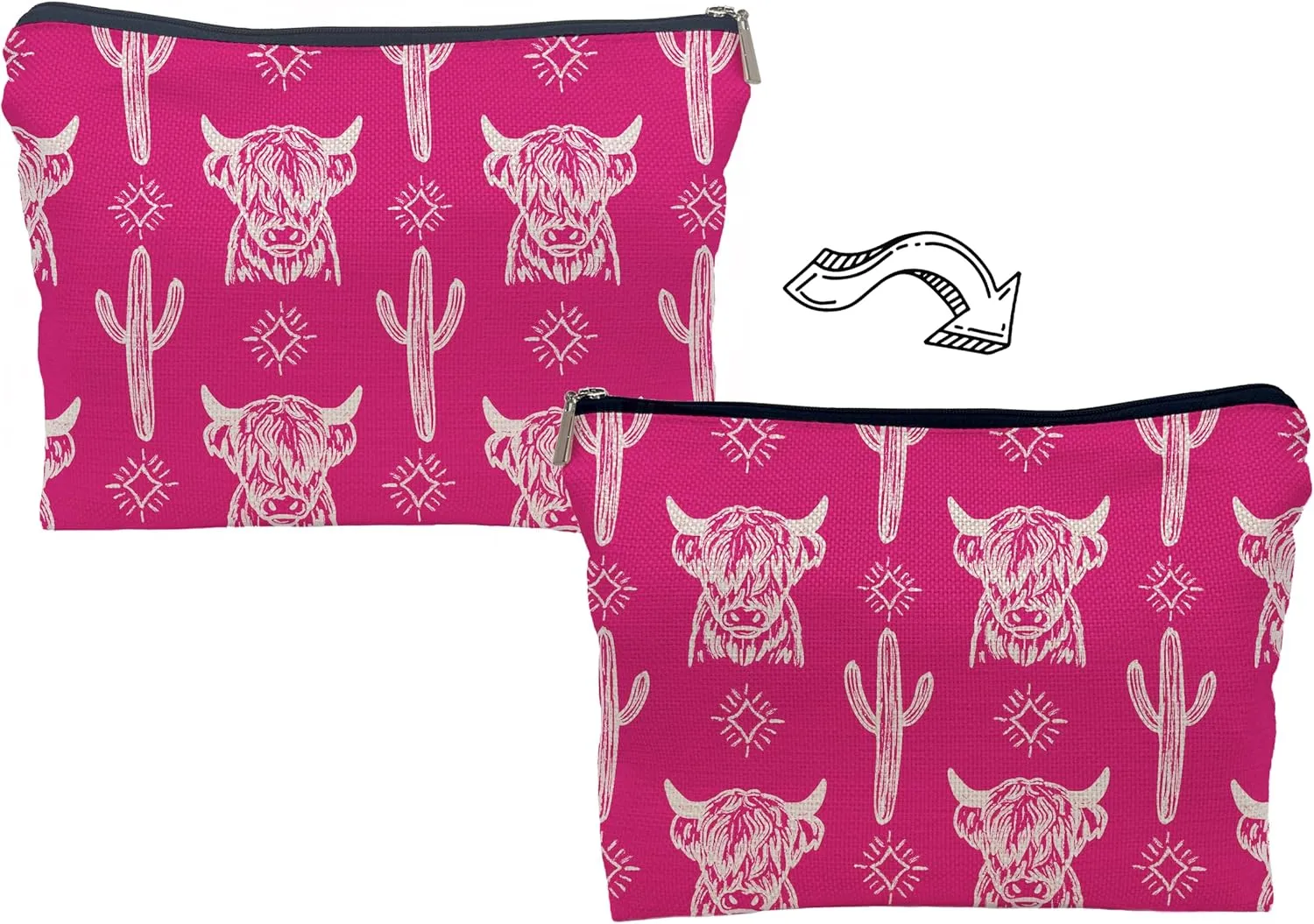 Western Cow Makeup Bag,Western Cow Gifts For Women,Cowgirl Stuff For Women,Cowgirl Gifts(COW B)