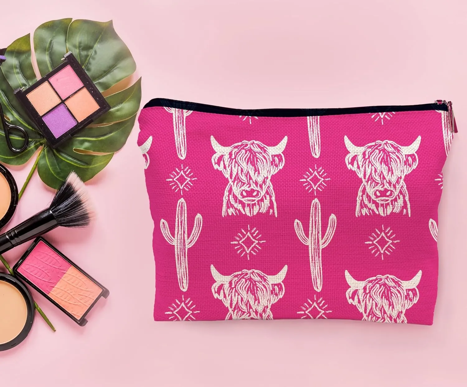 Western Cow Makeup Bag,Western Cow Gifts For Women,Cowgirl Stuff For Women,Cowgirl Gifts(COW B)