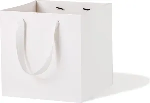 White Paper Gift Bag Small Square Bottom Paper Bags With Handles(White, 6 x 6 x 6 in, 10 Pcs)