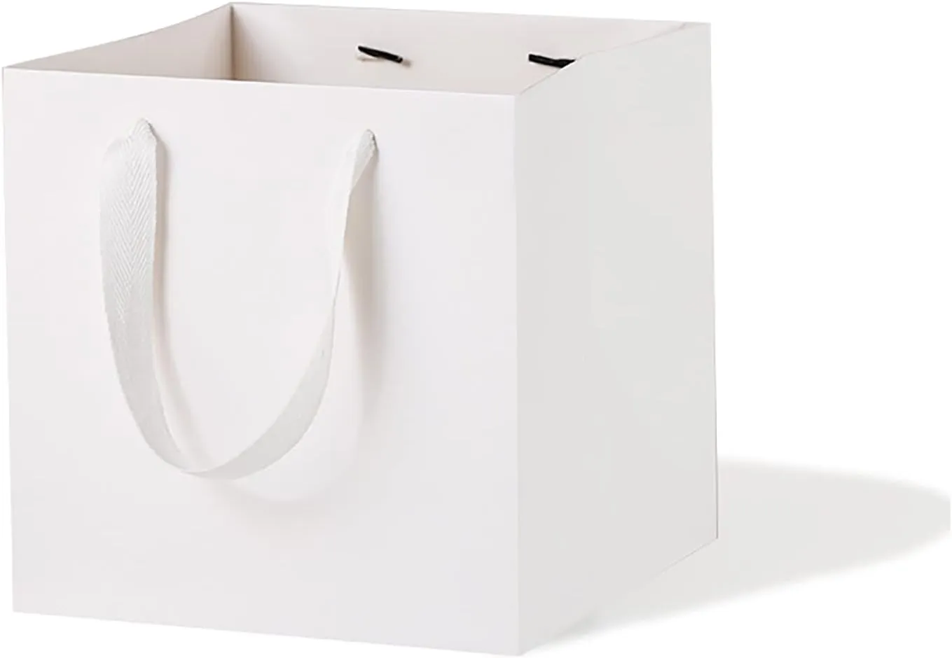 White Paper Gift Bag Small Square Bottom Paper Bags With Handles(White, 6 x 6 x 6 in, 10 Pcs)