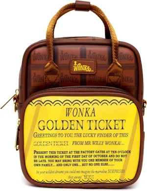 Willy Wonka Bag Wallet, Crossbody, Golden Ticket, Wonka Bar, Vegan Leather