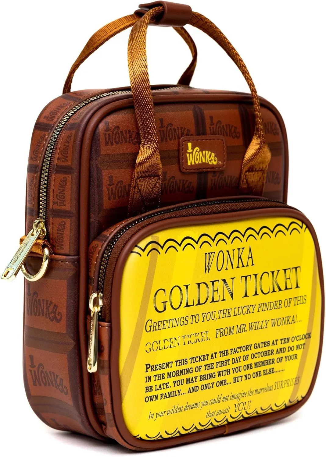 Willy Wonka Bag Wallet, Crossbody, Golden Ticket, Wonka Bar, Vegan Leather