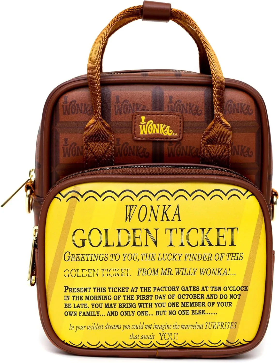 Willy Wonka Bag Wallet, Crossbody, Golden Ticket, Wonka Bar, Vegan Leather