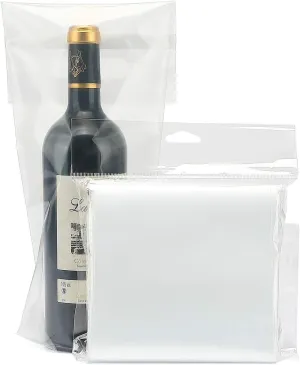 Wine Bottle Doggy Bag – 100 Pack: Carryout Adhesive Seal Tamper Proof Travel Bags for Restaurants, Bars, and Dinner Parties (Clear), clear, 7.7 x 6.7 x 2.4 inches