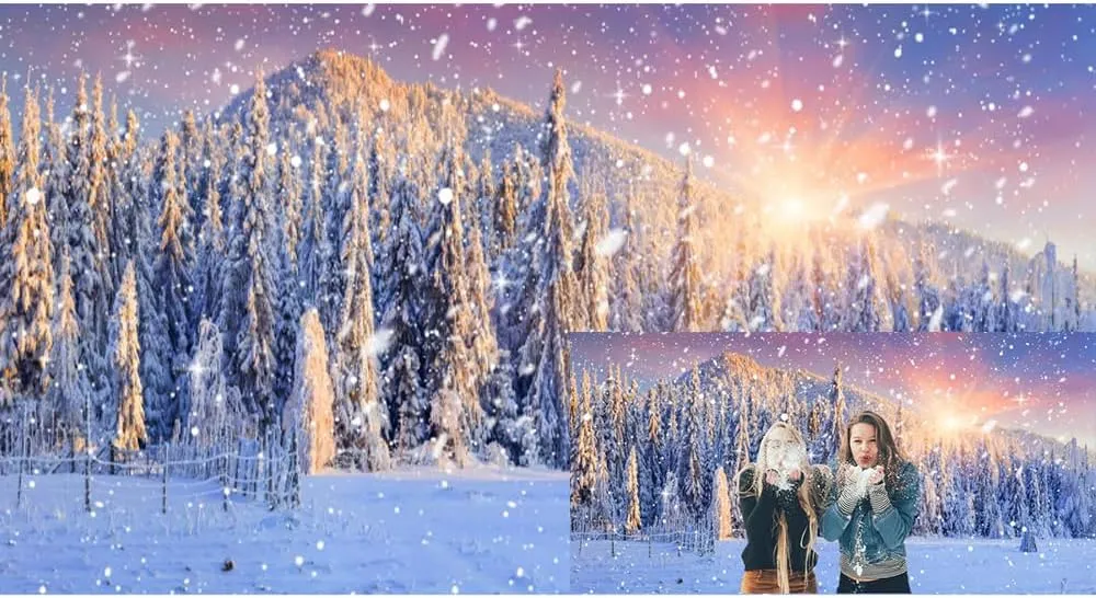 Winter Wonderland Backdrop Mountain Forest Backdrop for Photography 20x10ft Freeze Ice Snowflake Christmas Photo Backdrop Dreamy Forest Snowy Kids Baby Adults Festival Birthday Party Banner