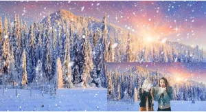 Winter Wonderland Backdrop Mountain Forest Backdrop for Photography 20x10ft Freeze Ice Snowflake Christmas Photo Backdrop Dreamy Forest Snowy Kids Baby Adults Festival Birthday Party Banner