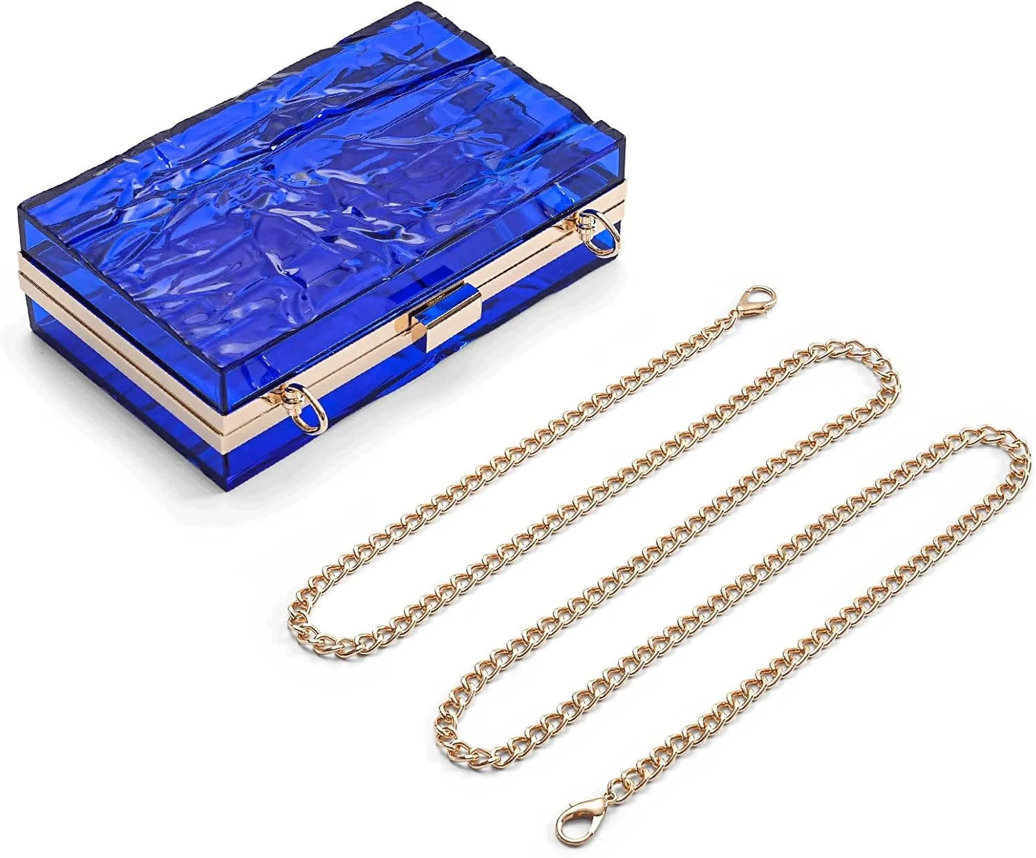 WJCD Womens Clear Purse Acrylic Evening Bags clear clutch purse Ripple Shaped Vintage Banquet Handbag