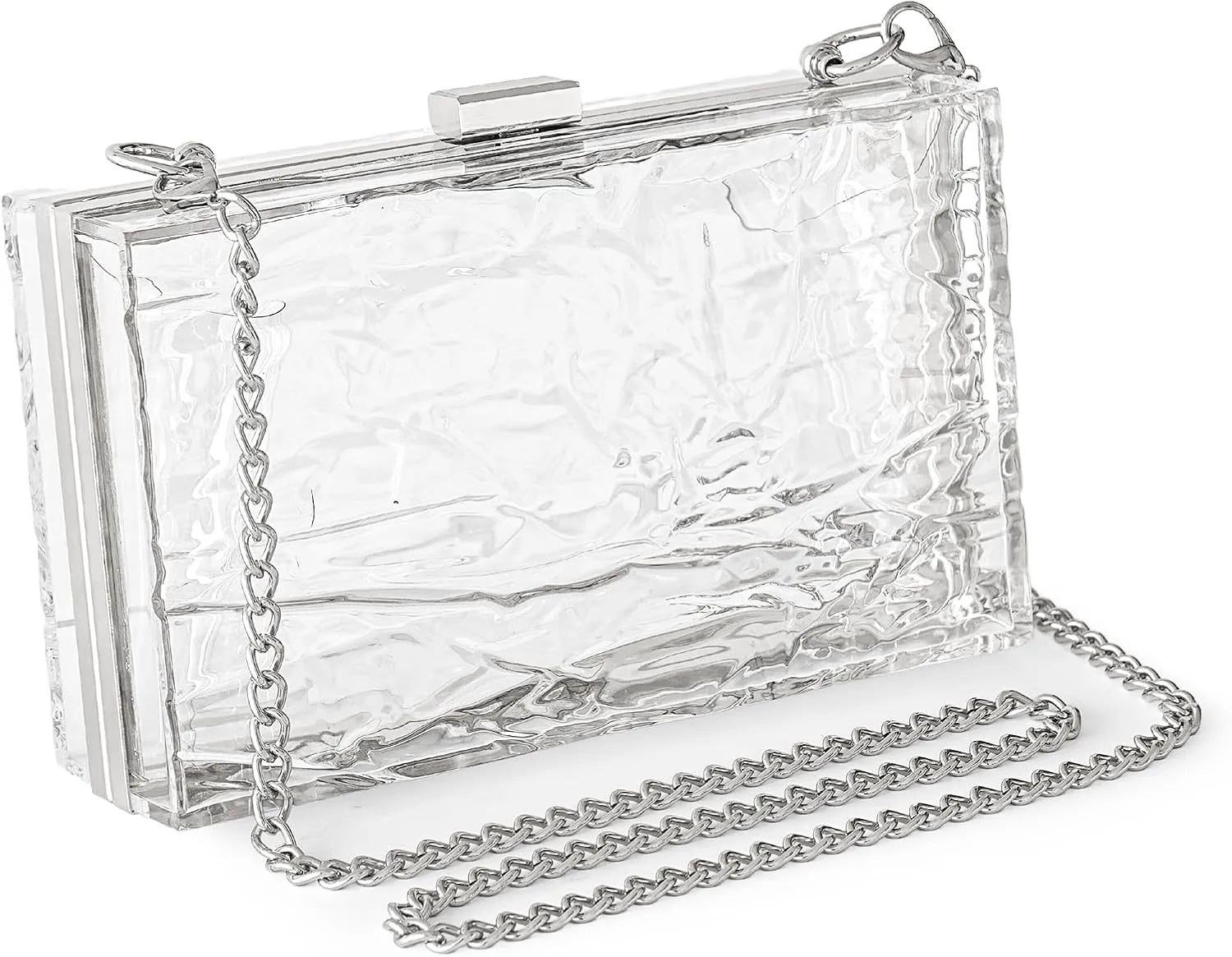 WJCD Womens Clear Purse Acrylic Evening Bags clear clutch purse Ripple Shaped Vintage Banquet Handbag