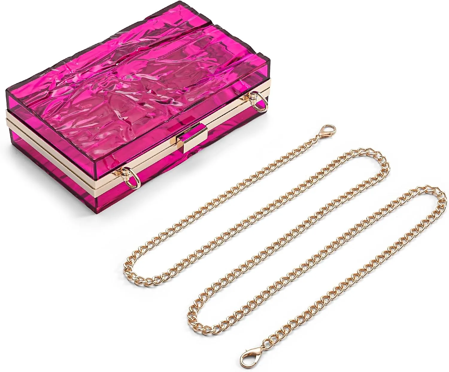 WJCD Womens Clear Purse Acrylic Evening Bags clear clutch purse Ripple Shaped Vintage Banquet Handbag