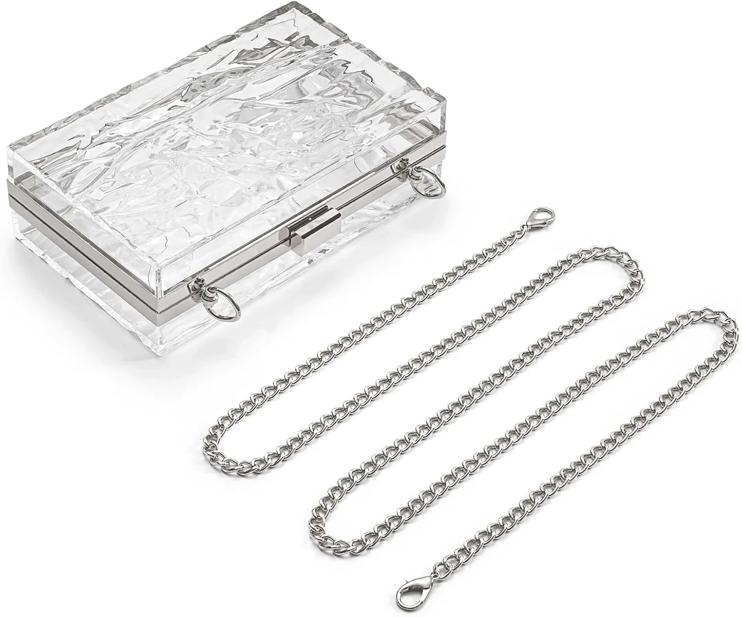 WJCD Womens Clear Purse Acrylic Evening Bags clear clutch purse Ripple Shaped Vintage Banquet Handbag